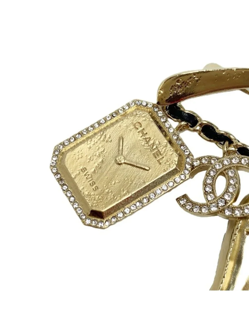Chanel CC Logo Hanger Motif Gold Black Brooch